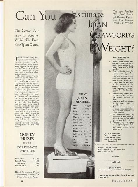 She didn't have a great fortune to. . Joan crawford measurements